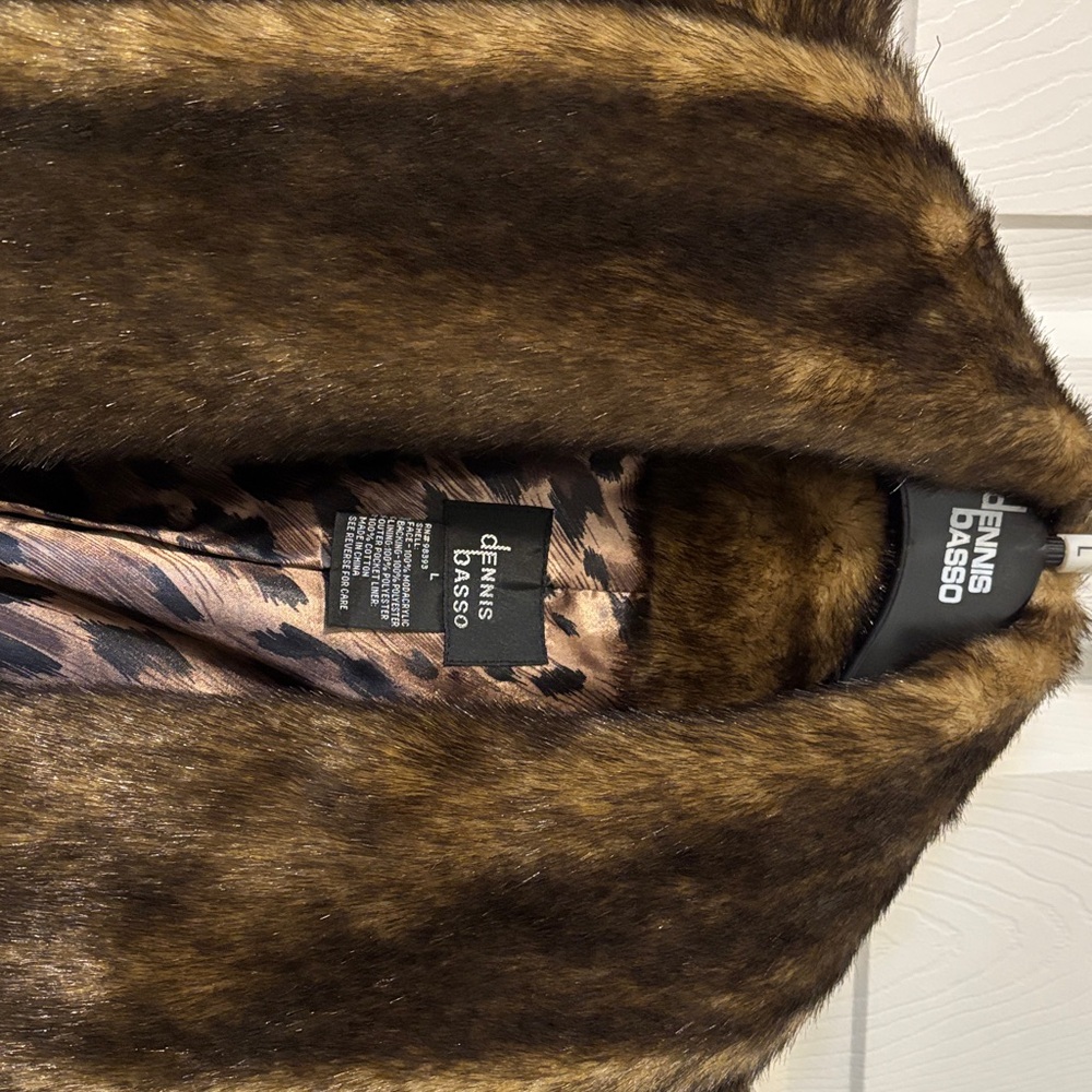 Dennis Basso Brown Faux Fur Coat - Picture 7 of 9
